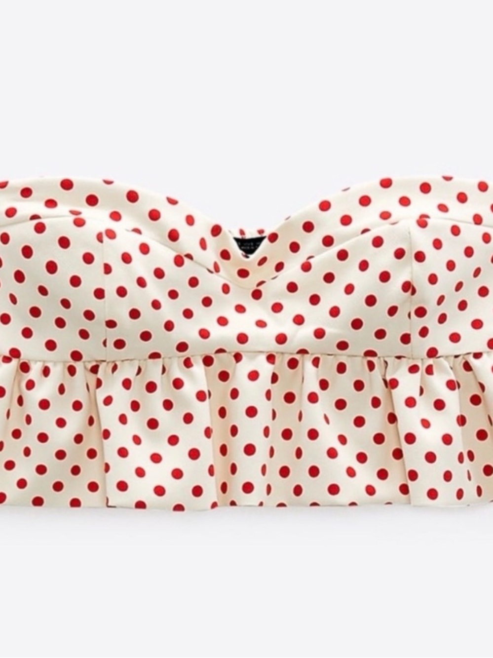 NWT Zara Red Polka Dot Strapless Peplum Crop Top Size S - Game day Style - Picture 3 of 8